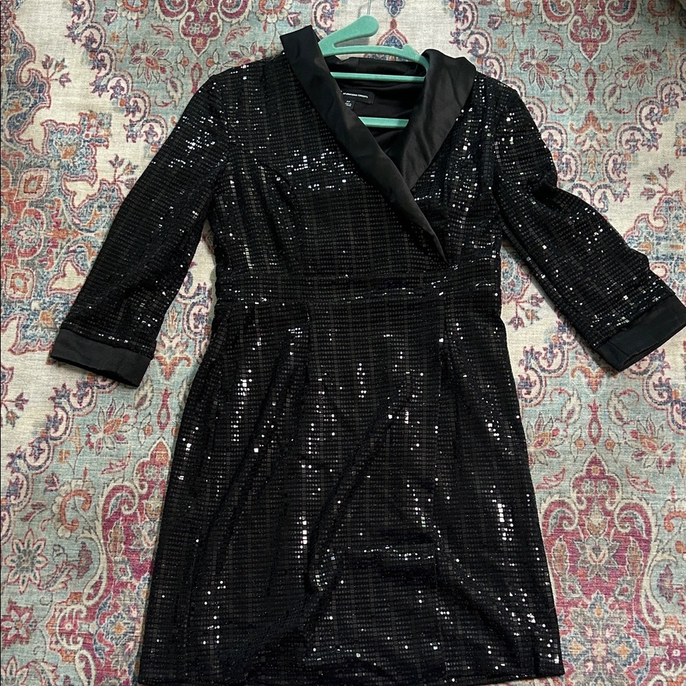 INC International Concepts Black Sequin Wrap-Style Dress